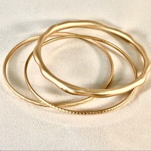 Brushed gold bangle bracelets, set of 3